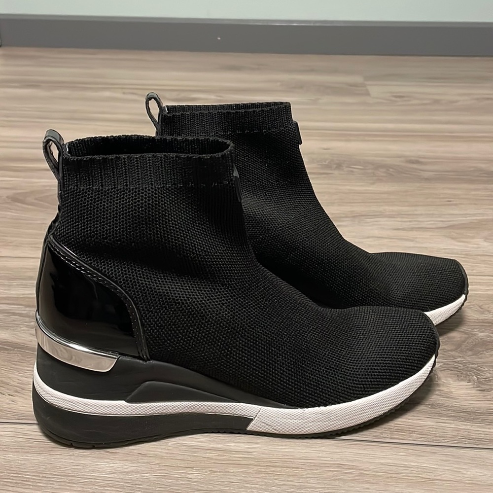 Michael Kors Skyler Knit High-Top Wedge Trainer Bootie